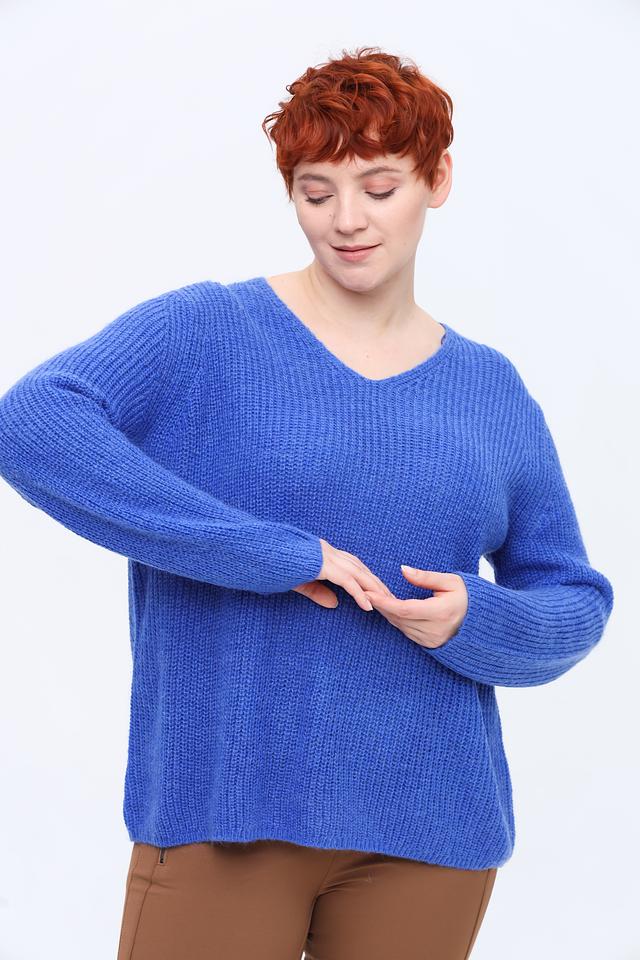Пуловер Frapp V-образный вырез синий