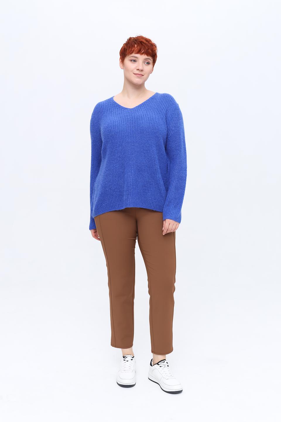 Пуловер Frapp V-образный вырез синий