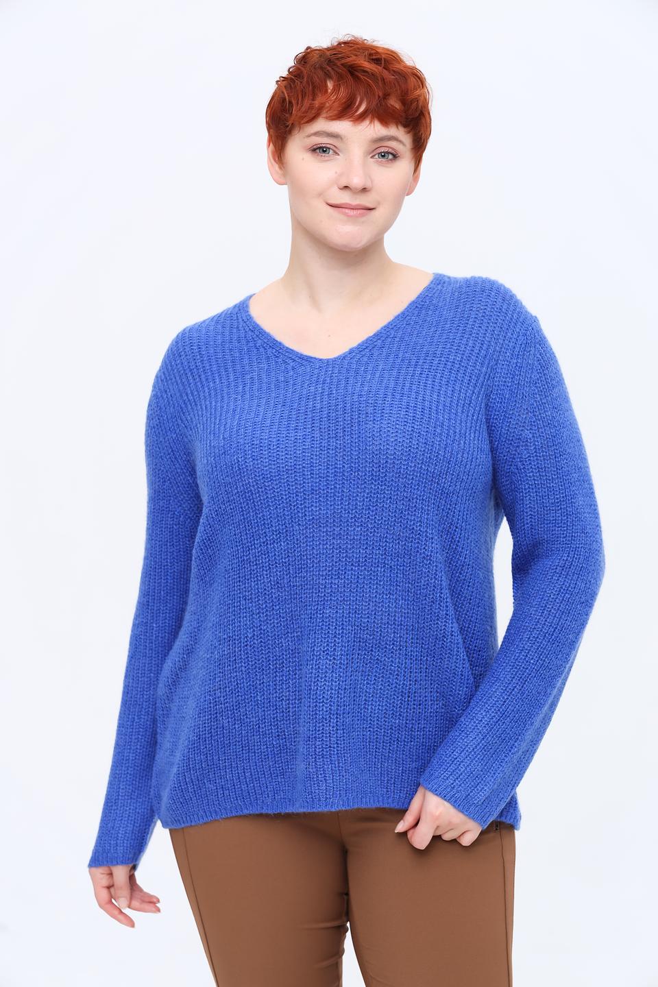 Пуловер Frapp V-образный вырез синий