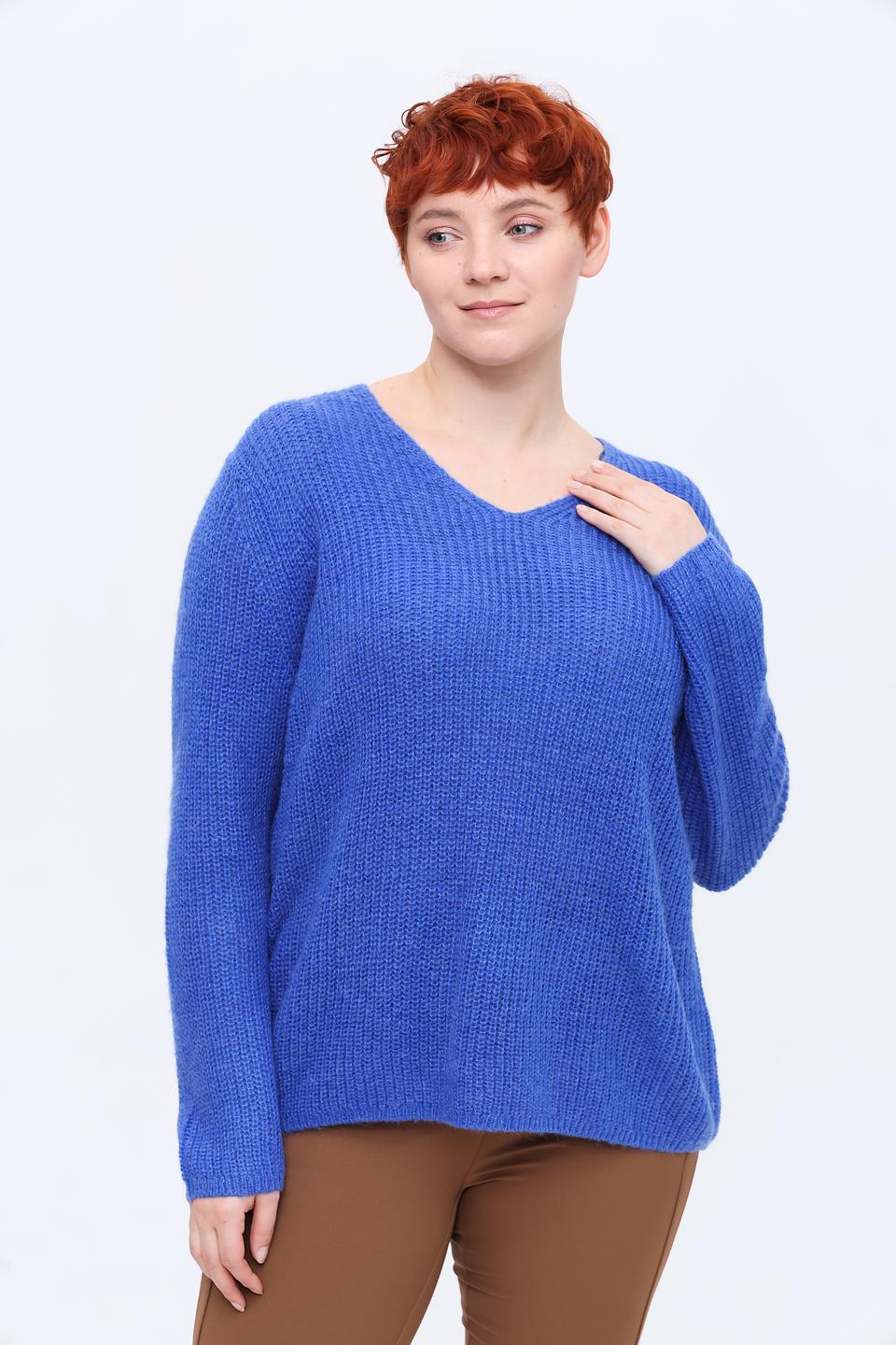 Пуловер Frapp V-образный вырез синий