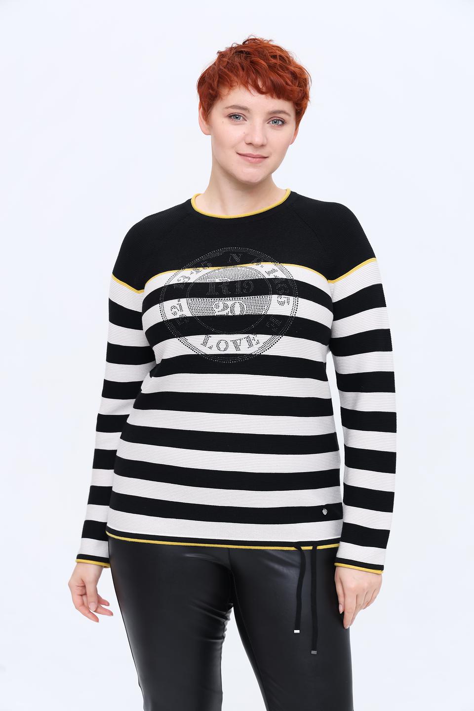 Пуловер Rabe collection в полоску чёрный