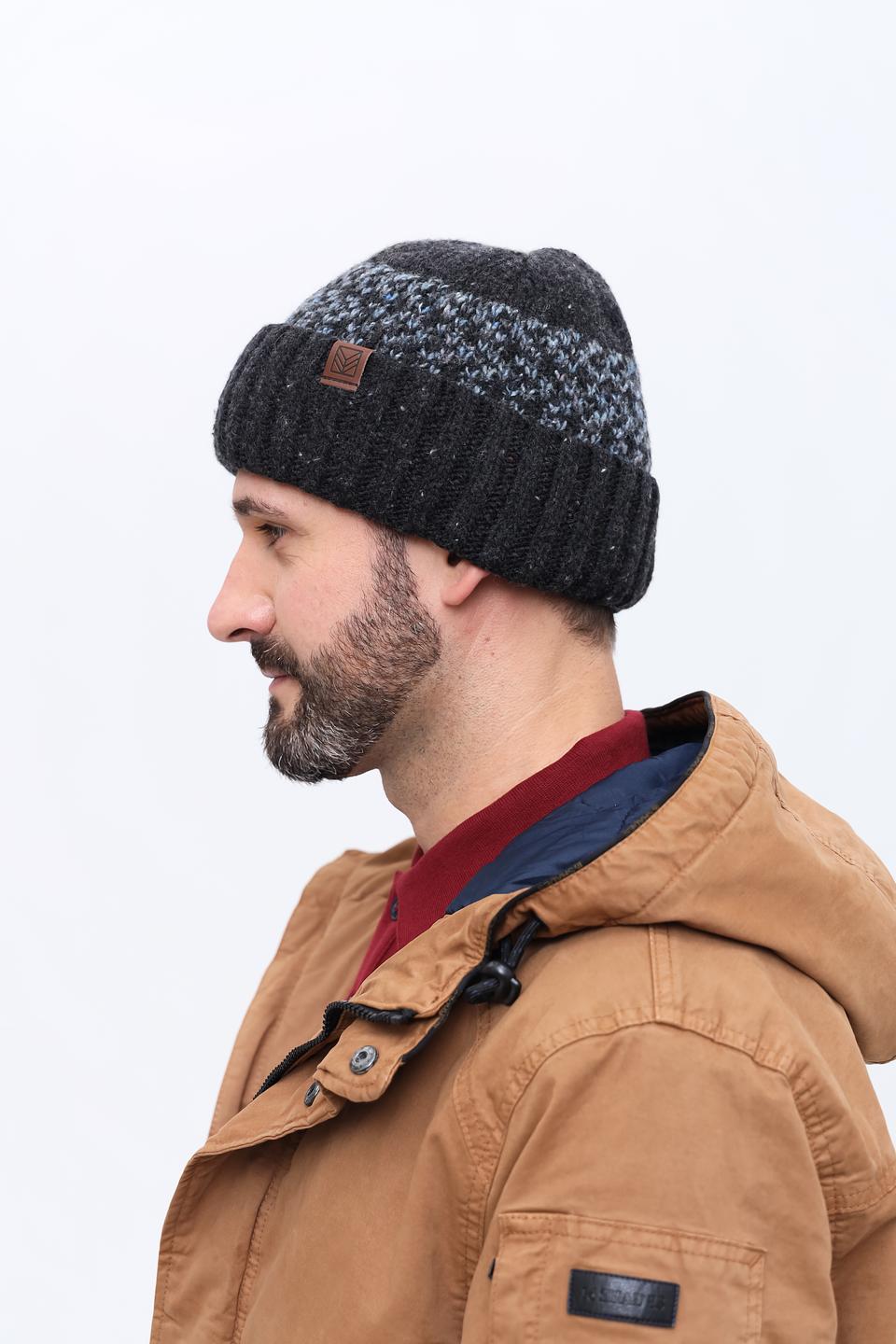 Шапка Marhatter мужская чёрная с узором