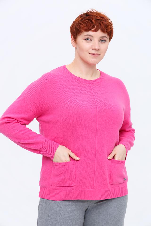 Пуловер Frapp фуксия с карманами