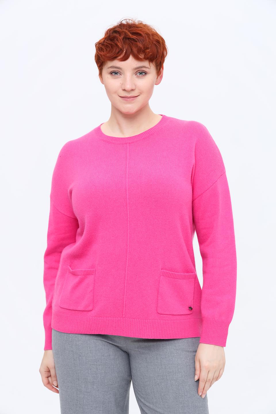 Пуловер Frapp фуксия с карманами