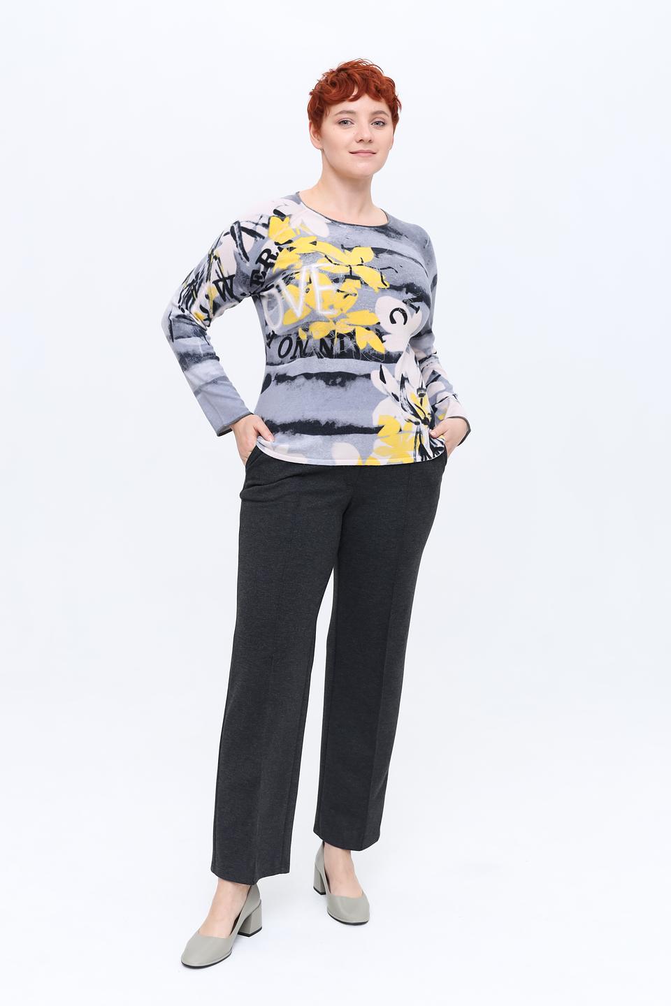 Пуловер Rabe collection с принтом серый