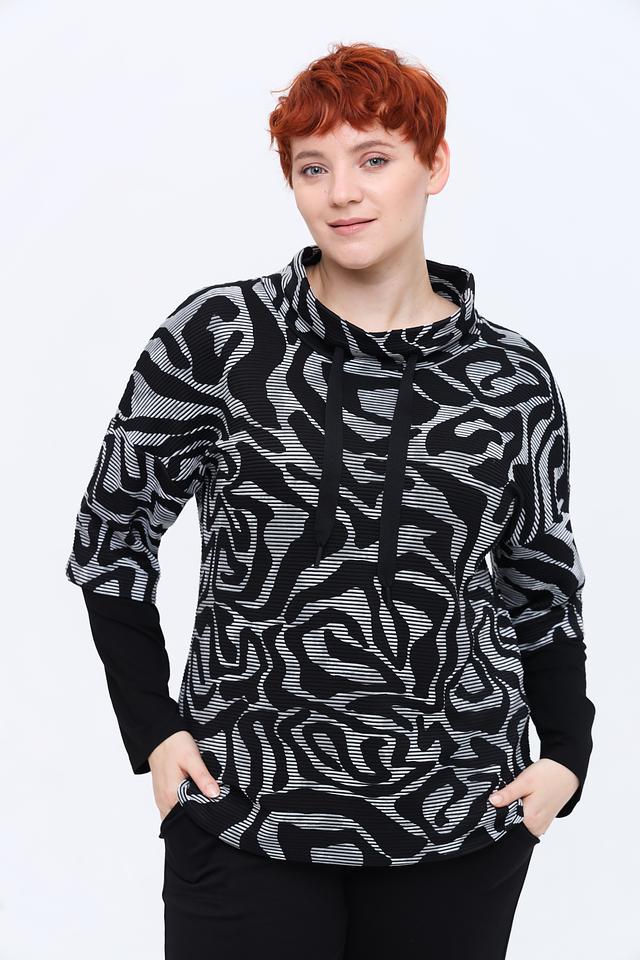 Блуза Via Appia DUE с принтом чёрно-белая