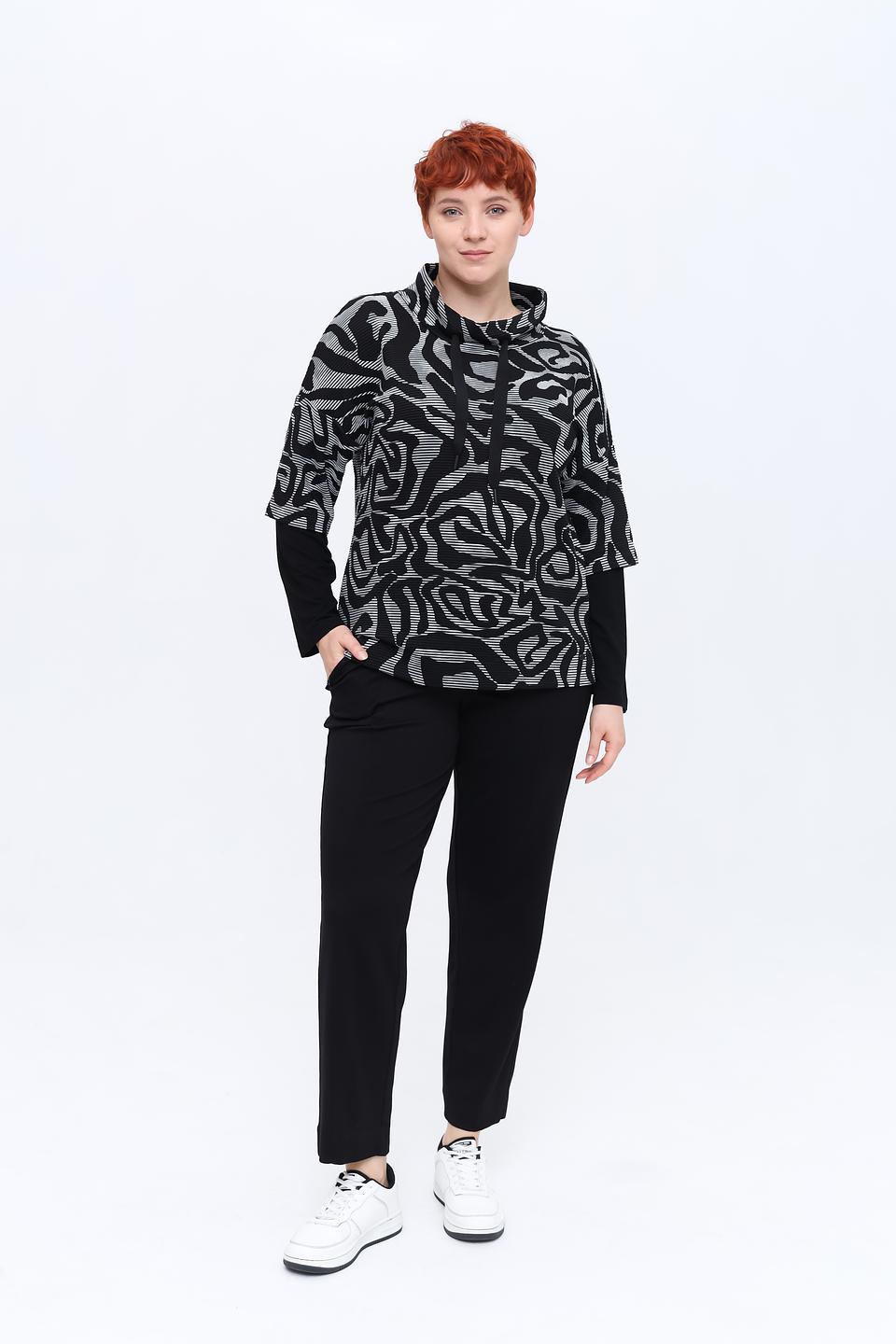 Блуза Via Appia DUE с принтом чёрно-белая