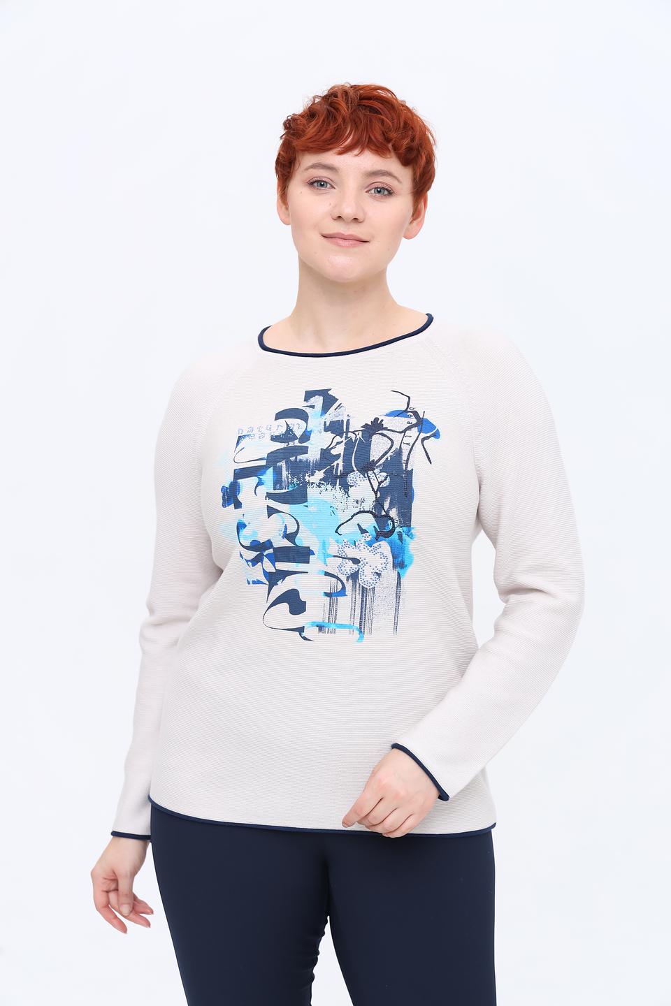 Пуловер Rabe collection с принтом бежевый