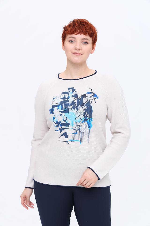 Пуловер Rabe collection с принтом бежевый