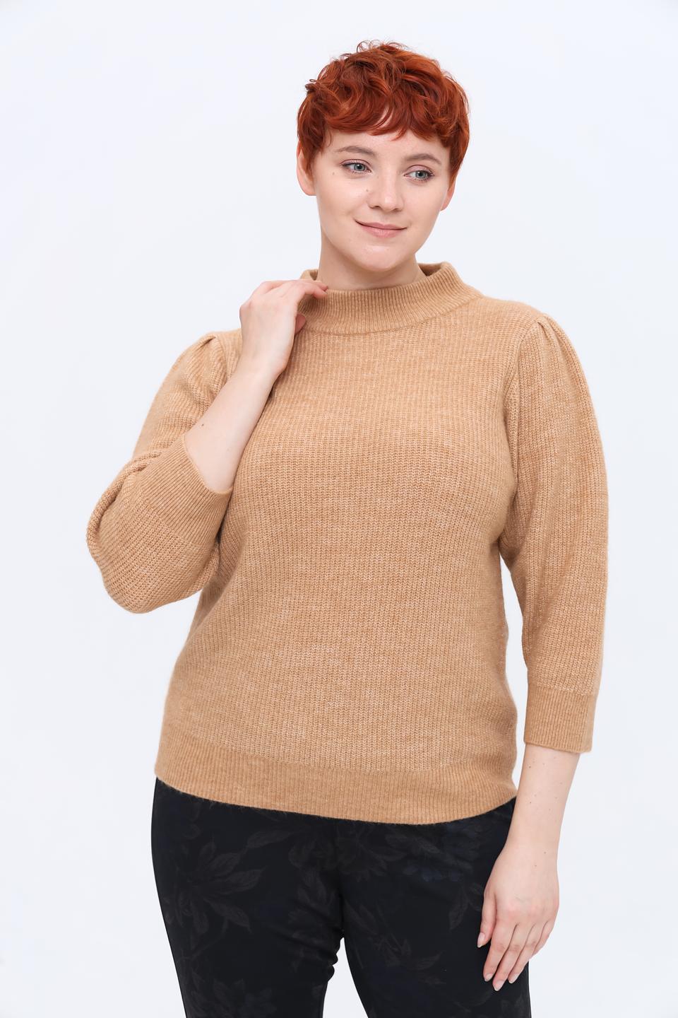 Пуловер Lecomte бежевый с рукавами-фонариками