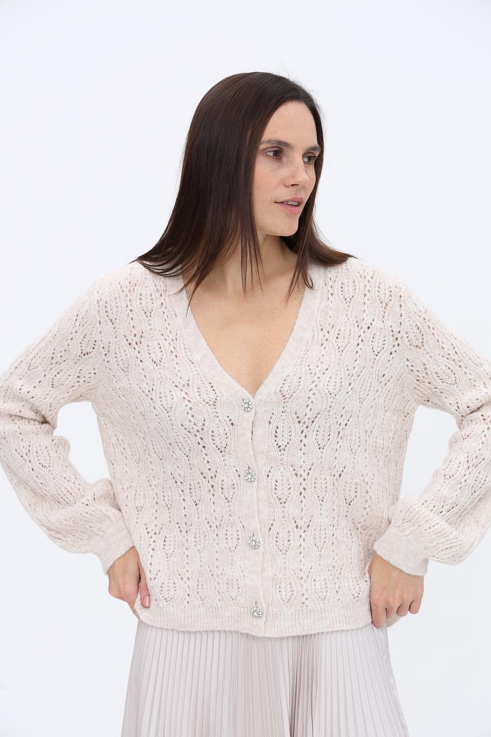 Кардиган MORE and MORE ажурный бежевый