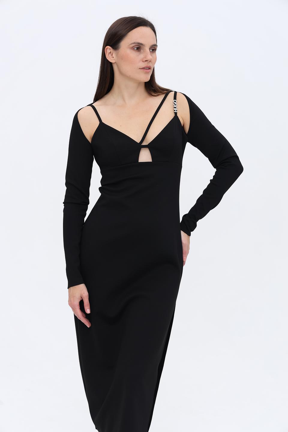 Платье Hugo черное с вырезом