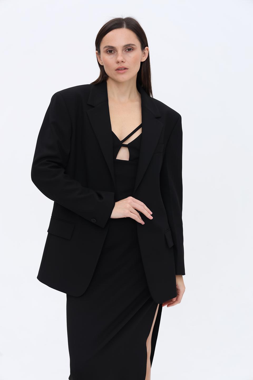 Жакет Hugo женский черный оверсайз