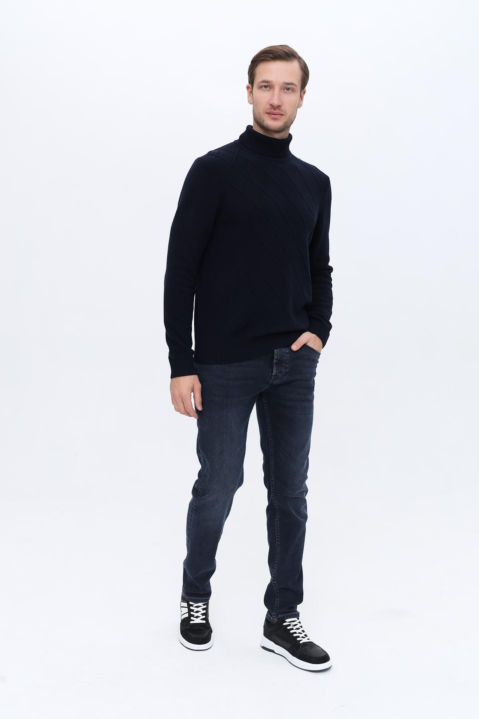 Водолазка Bugatti темно-синяя с узором