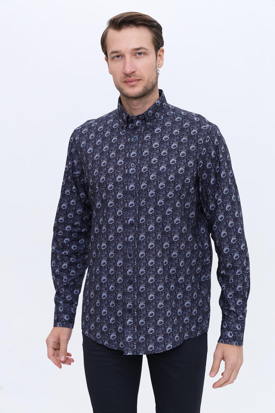 Рубашка Casa Moda с принтом, синяя