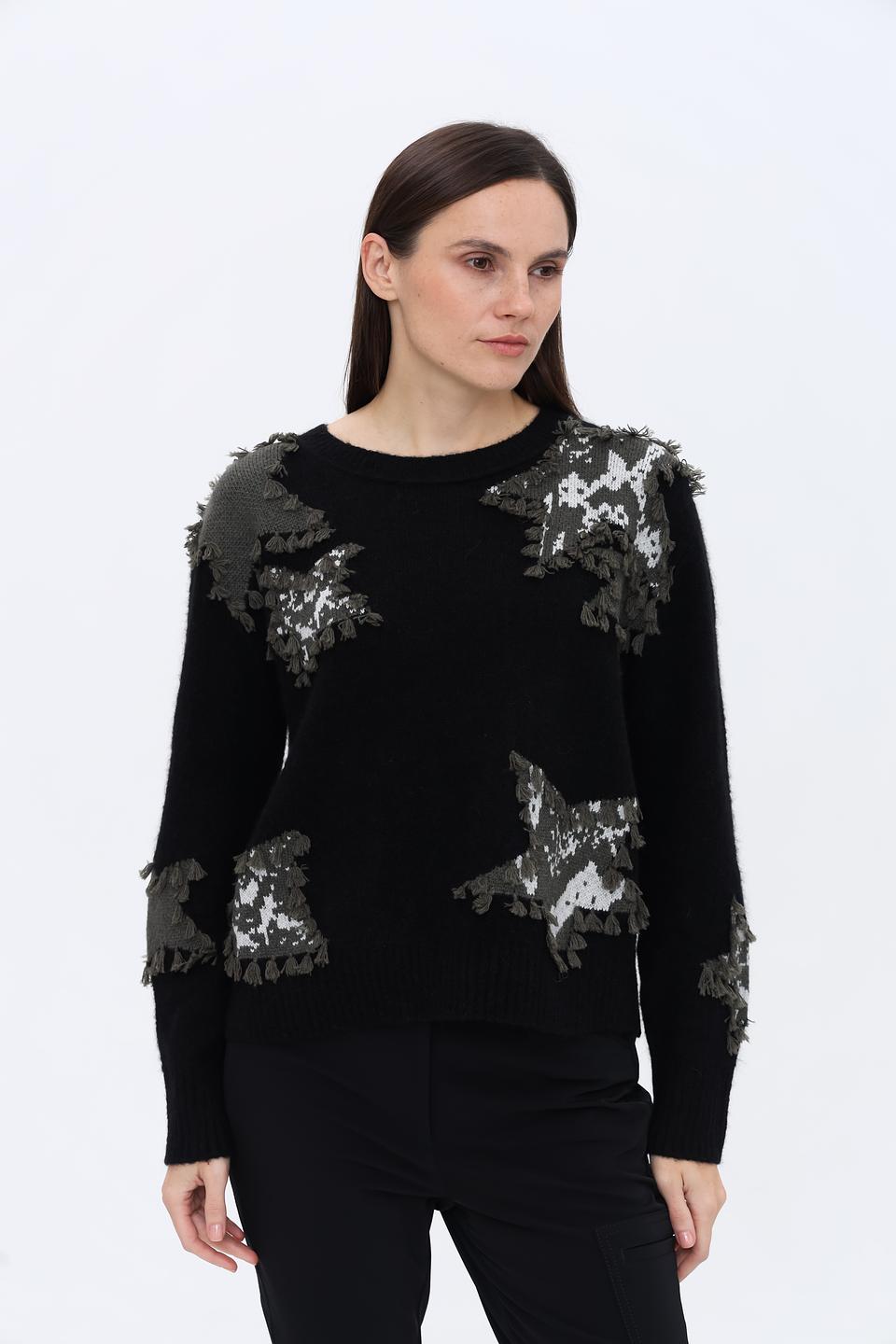 Пуловер Marc Cain с аппликацией чёрный