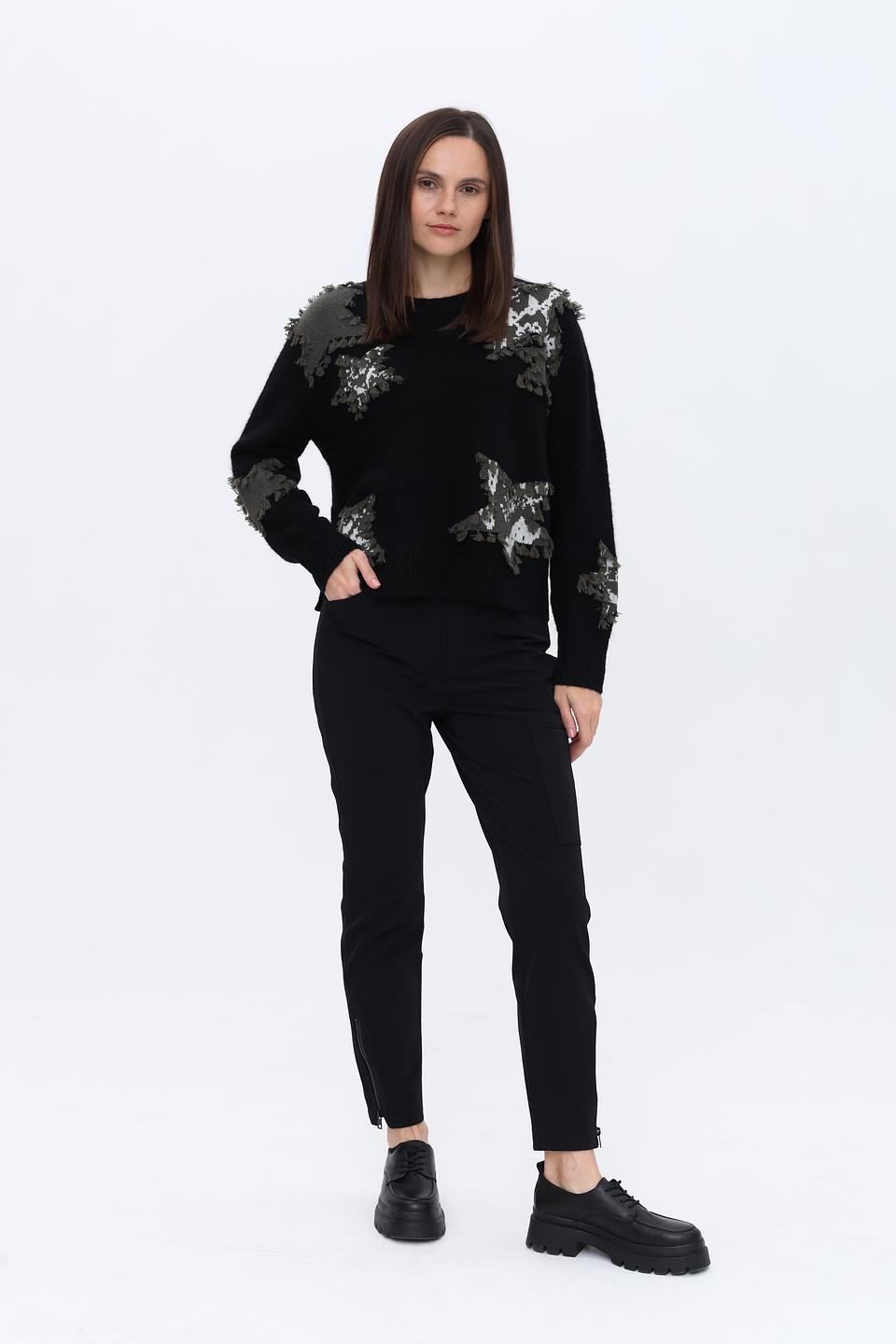 Пуловер Marc Cain с аппликацией чёрный