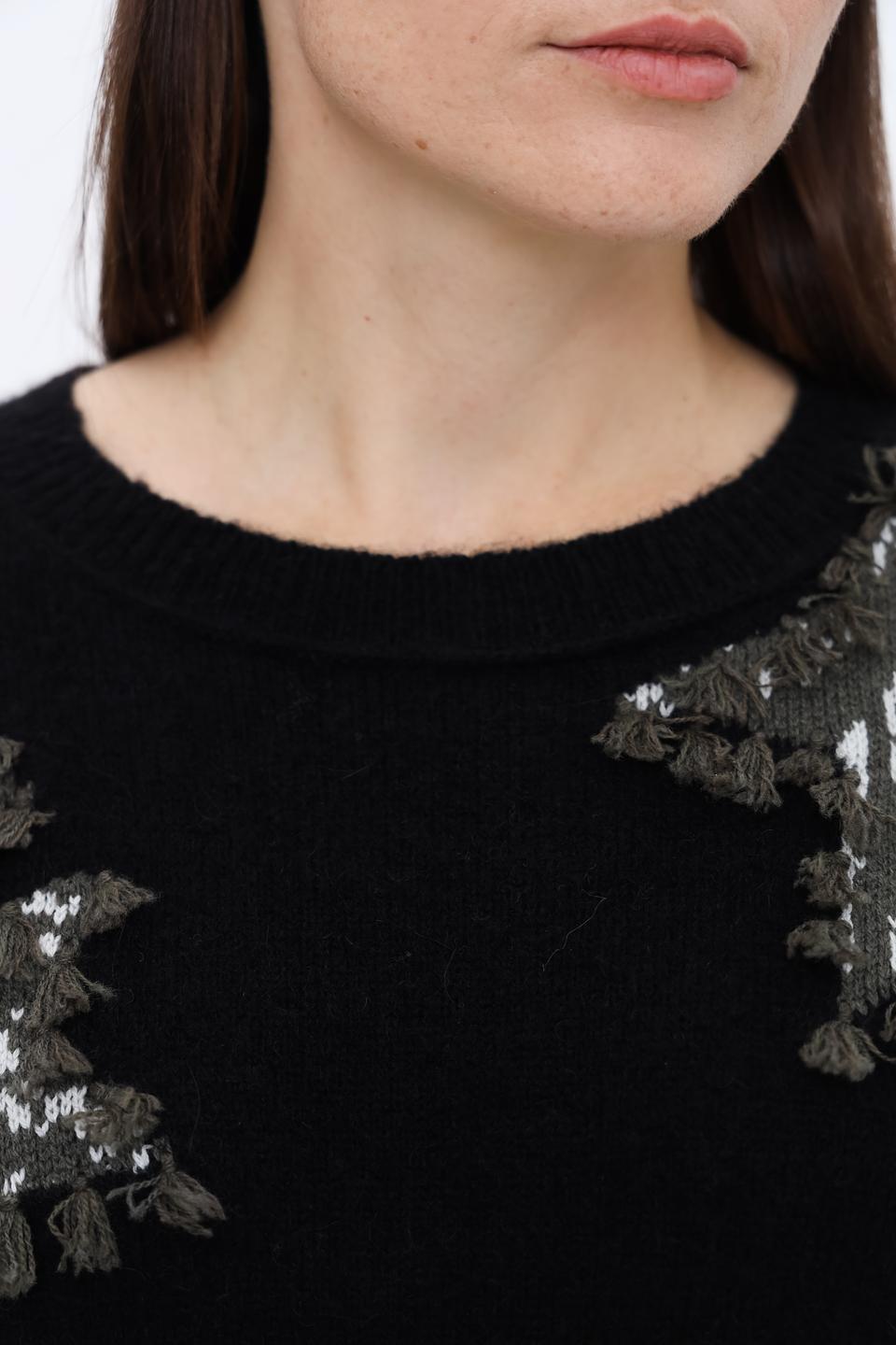 Пуловер Marc Cain с аппликацией чёрный