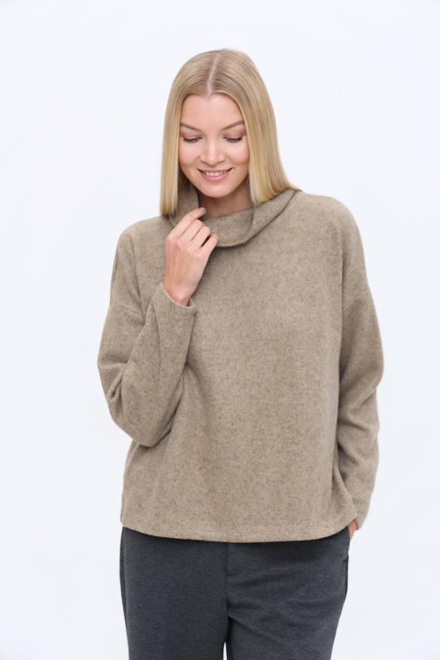 Пуловер Tom Tailor бежевый с горлом