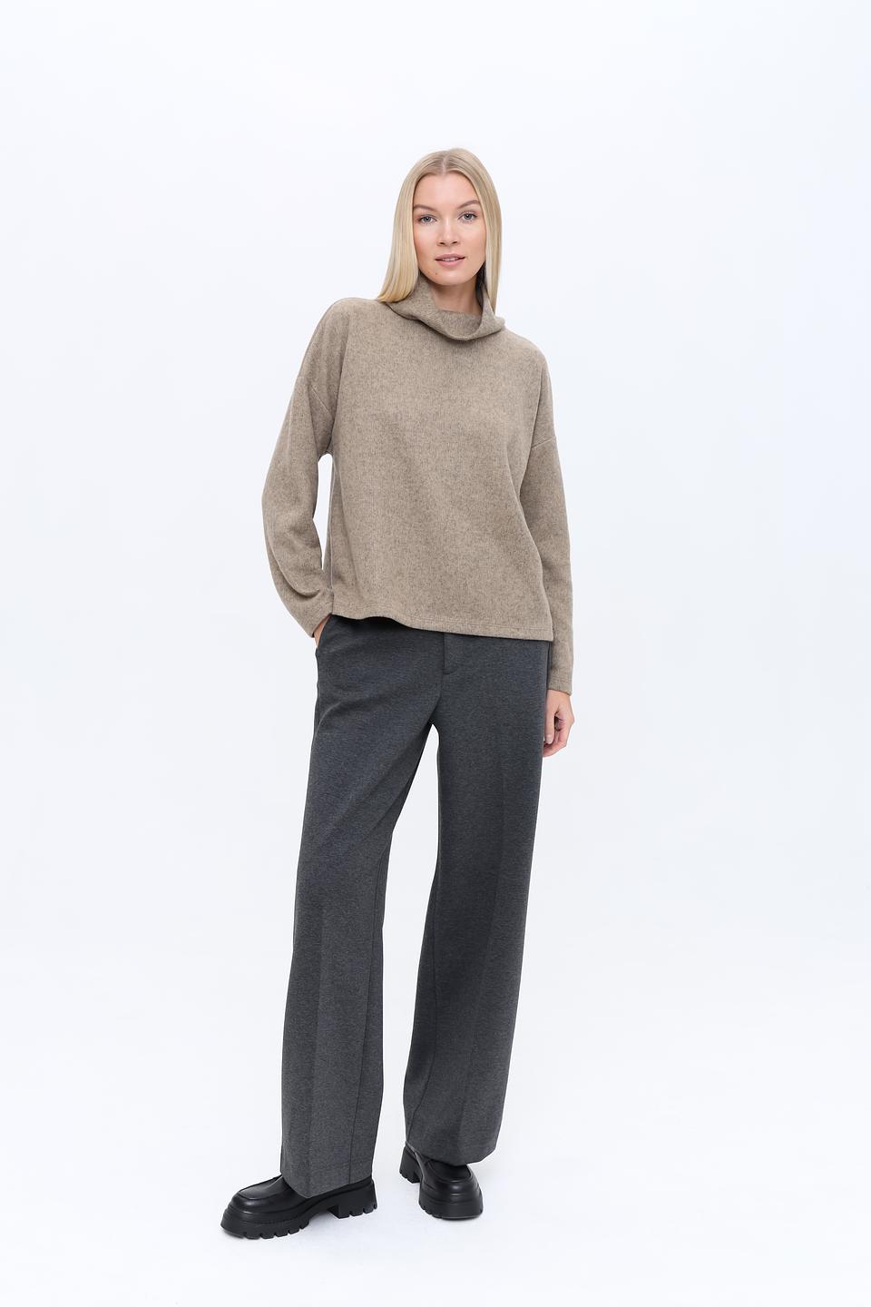 Пуловер Tom Tailor бежевый с горлом