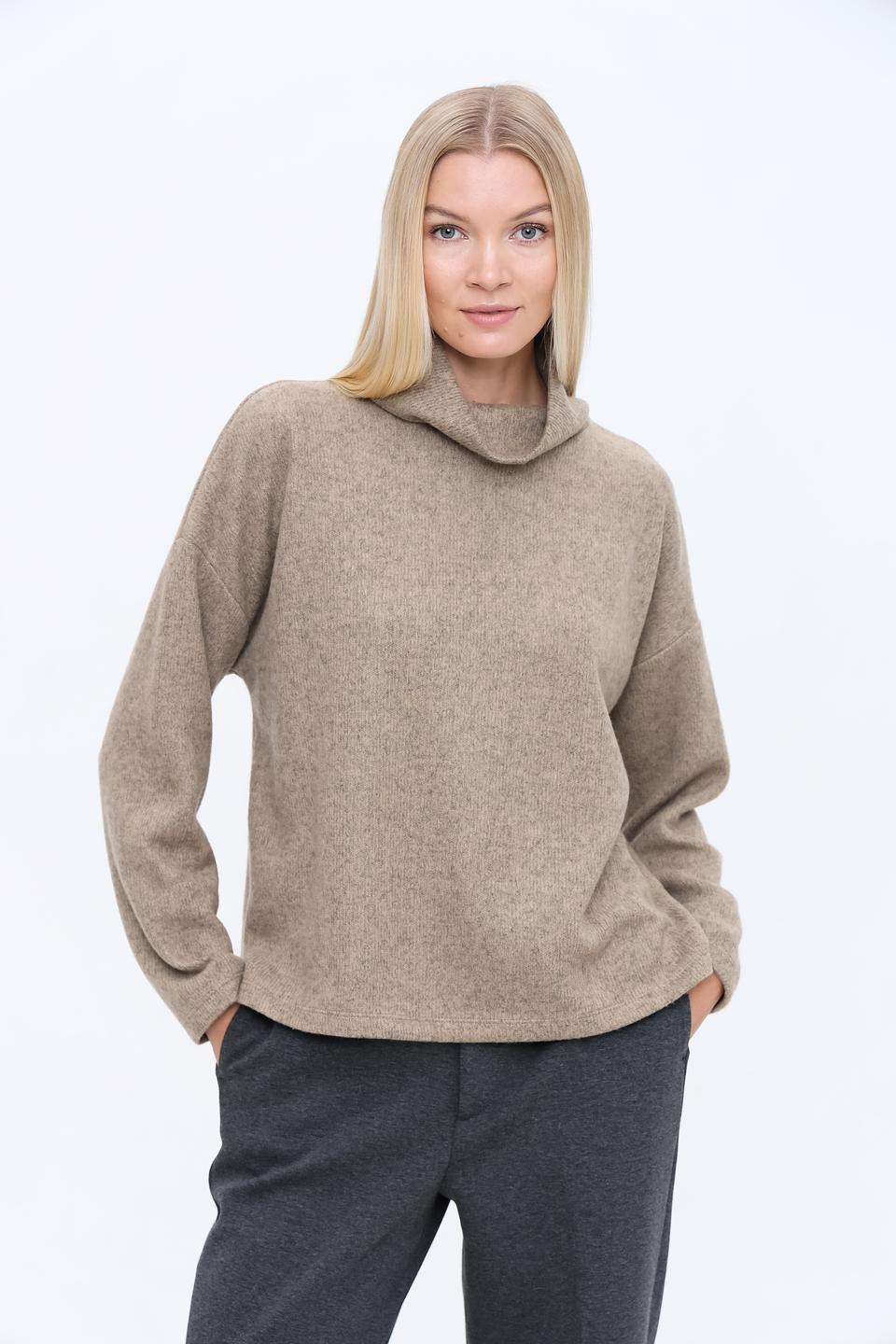 Пуловер Tom Tailor бежевый с горлом