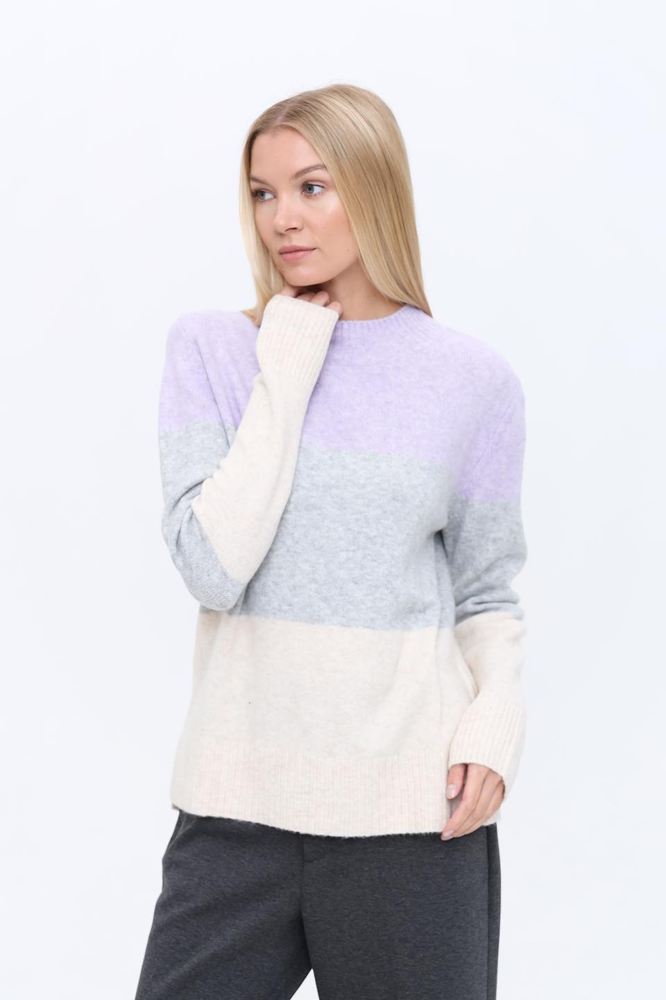 Пуловер Tom Tailor denim блочный лавандовый