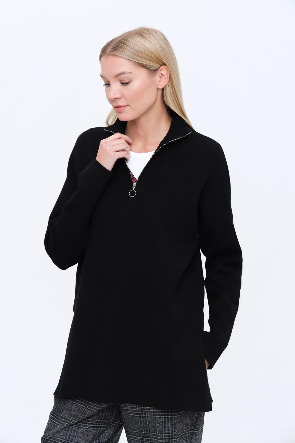 Пуловер Broadway с молнией чёрный
