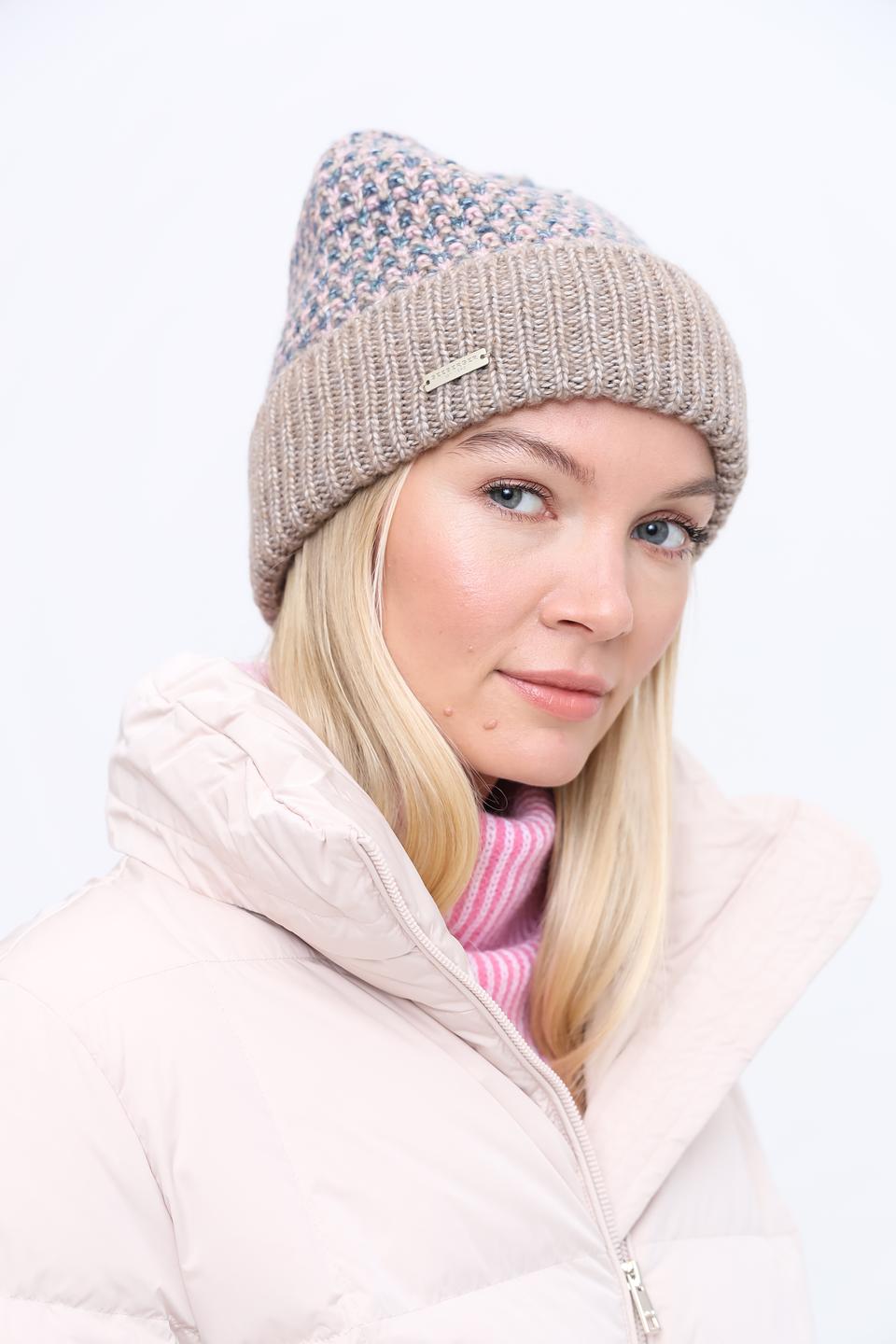 Шапка Seeberger вязаная бежевая