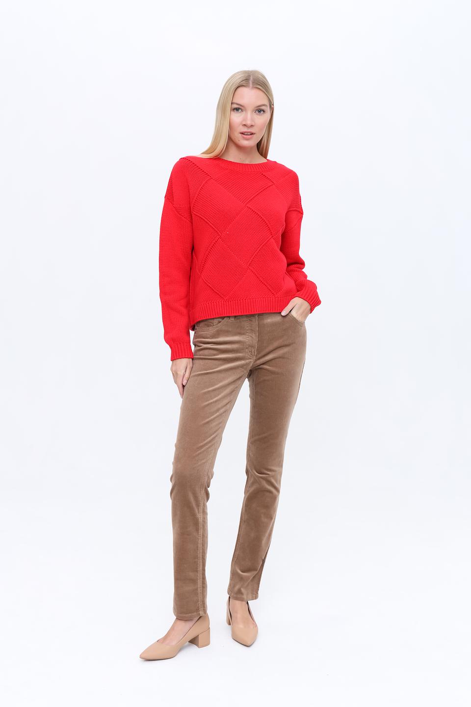 Пуловер Oui красный с узором