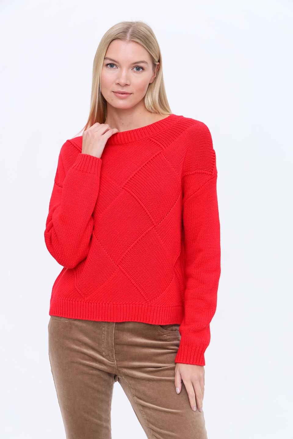 Пуловер Oui красный с узором