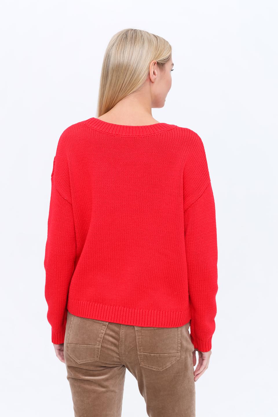 Пуловер Oui красный с узором