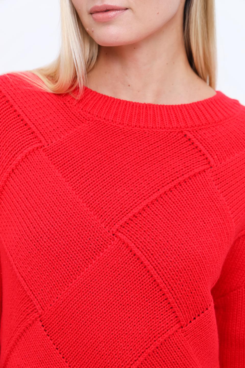 Пуловер Oui красный с узором