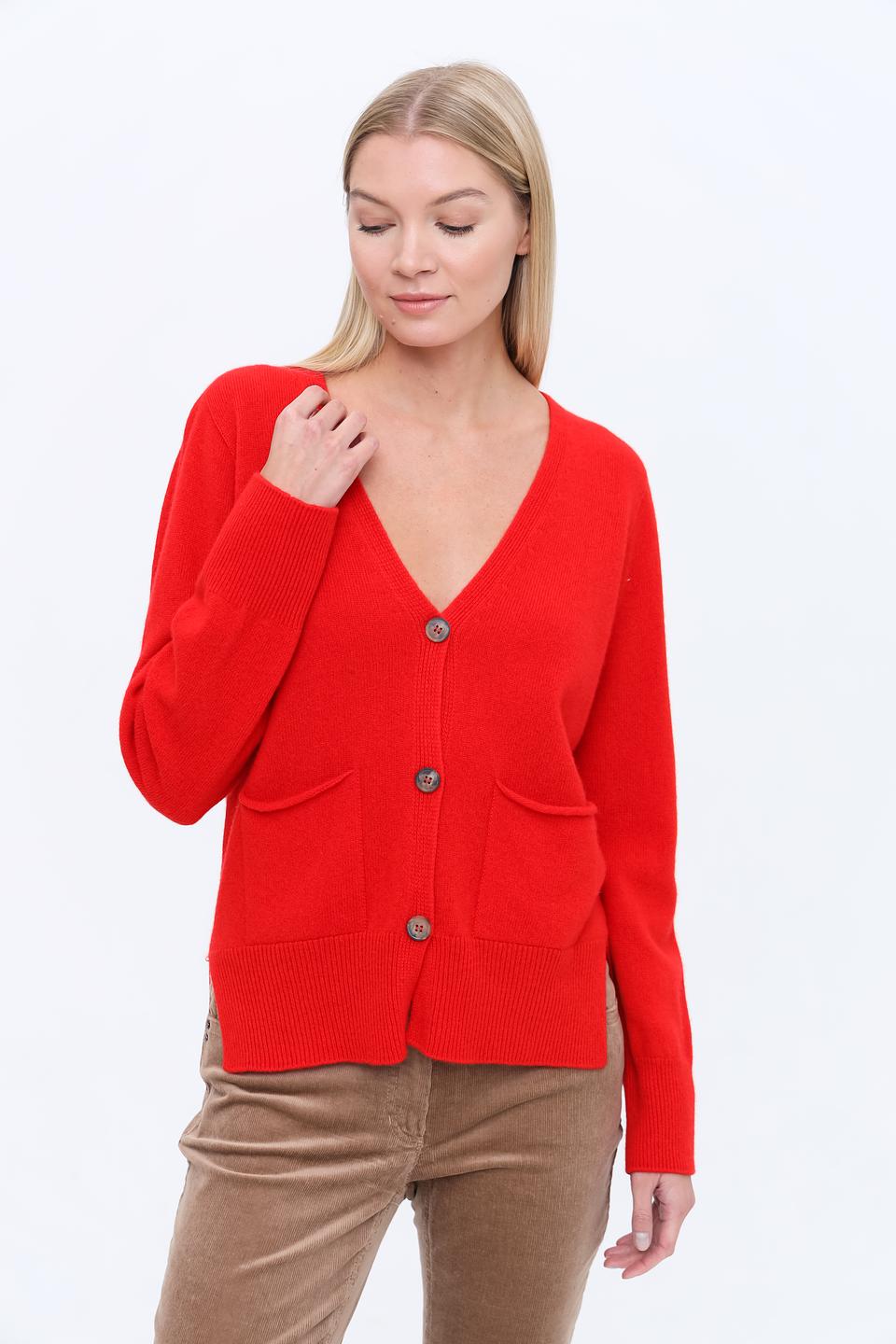 Кардиган Oui красный с карманами