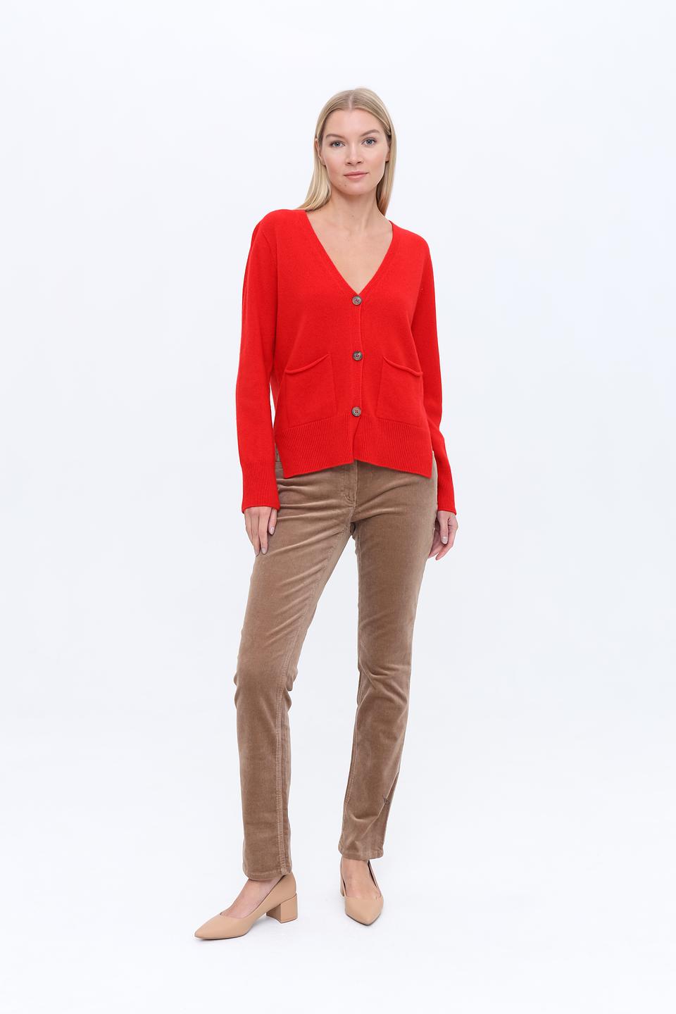 Кардиган Oui красный с карманами