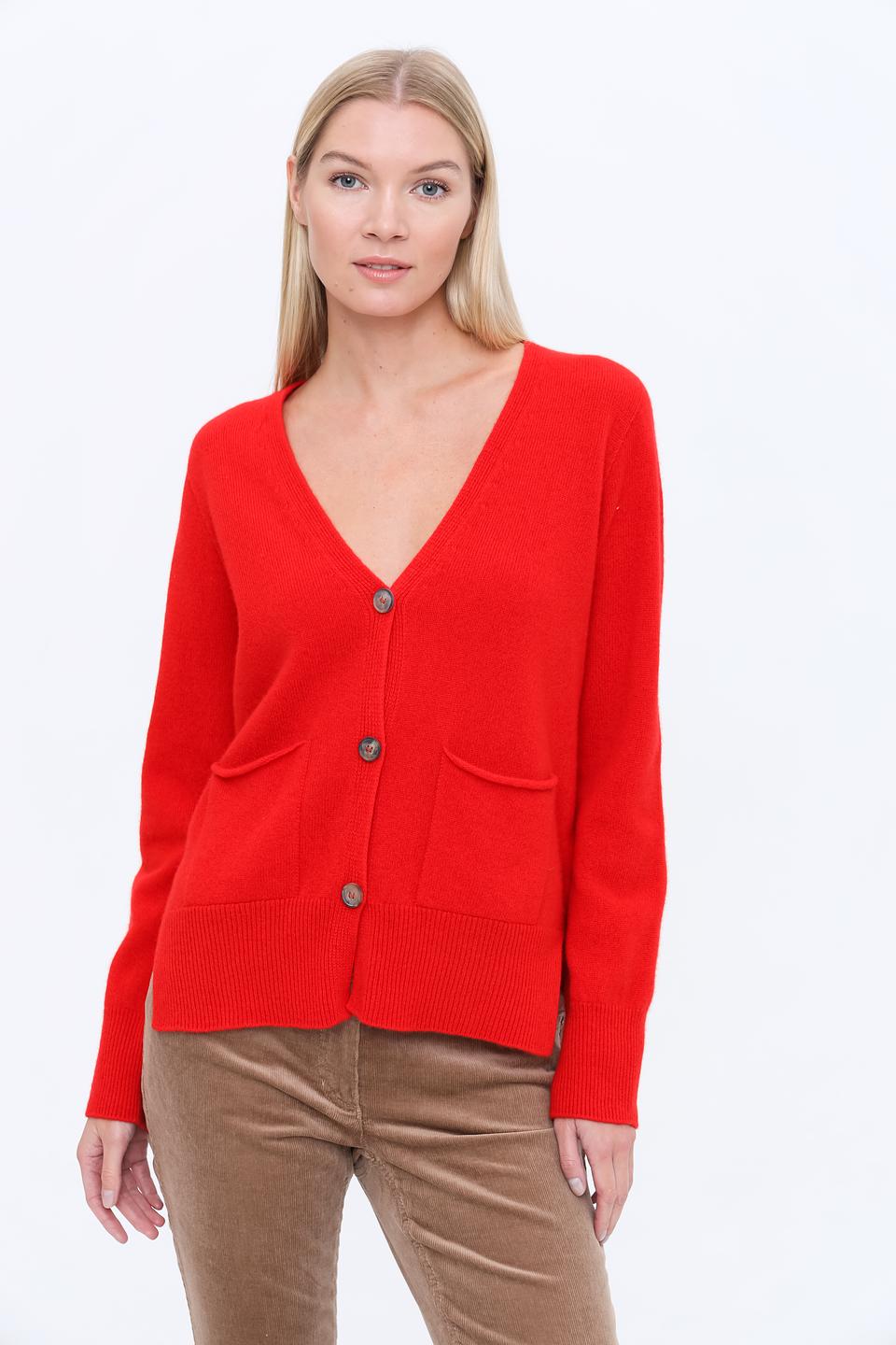 Кардиган Oui красный с карманами