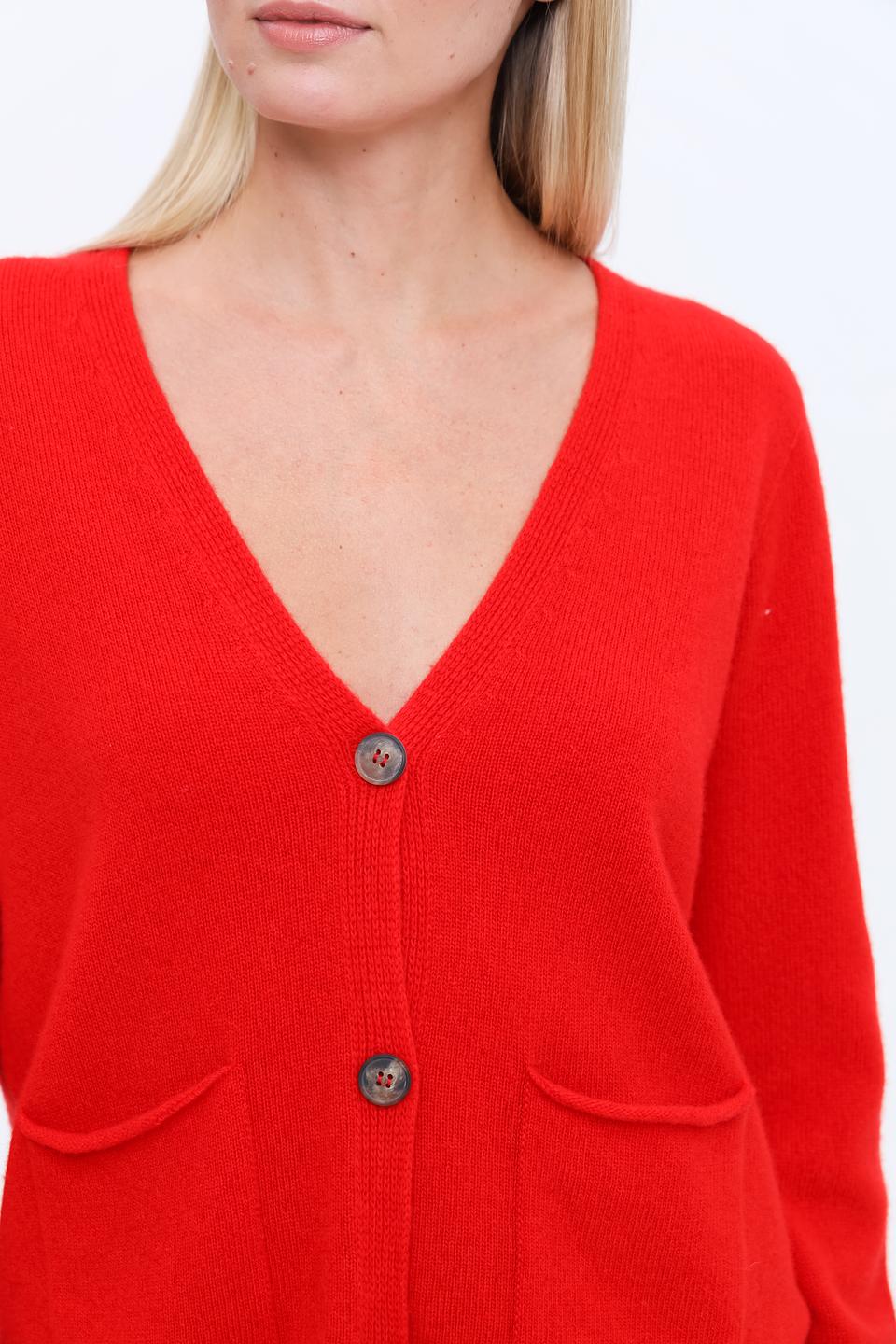 Кардиган Oui красный с карманами