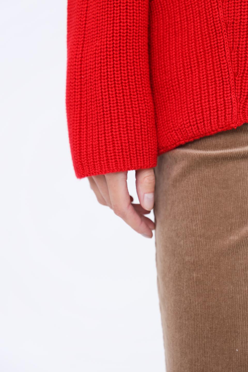 Пуловер Oui красный с карманами