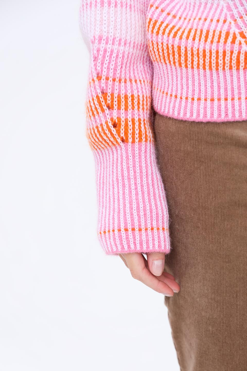 Пуловер Marc Cain в полоску розовый