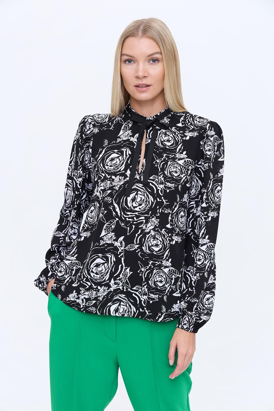 Блуза Marc Cain с розами чёрный