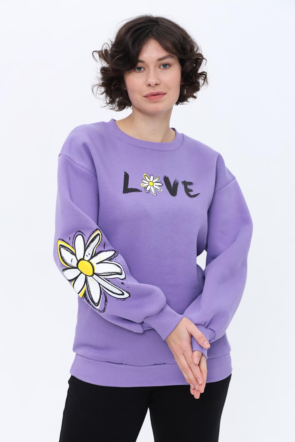 Джемпер Alcott с принтом LOVE лавандовый