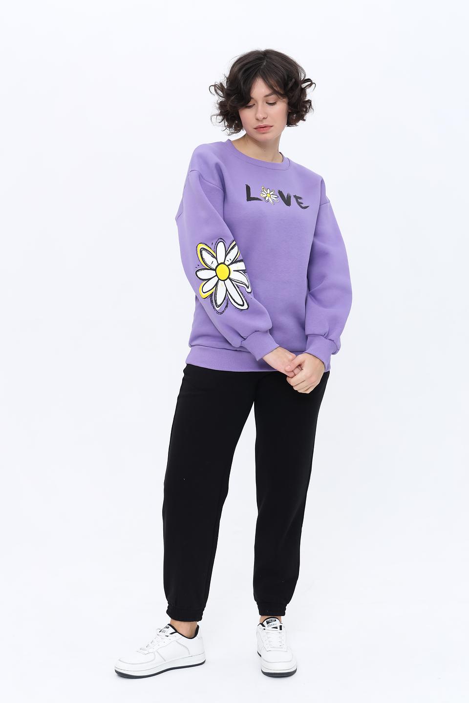 Джемпер Alcott с принтом LOVE лавандовый