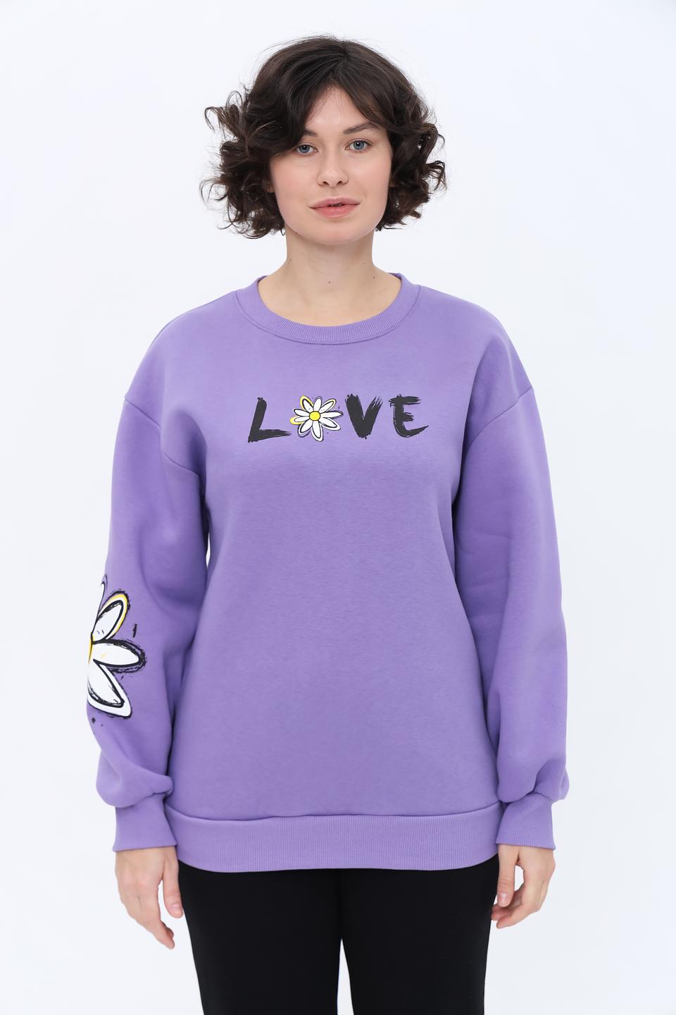 Джемпер Alcott с принтом LOVE лавандовый