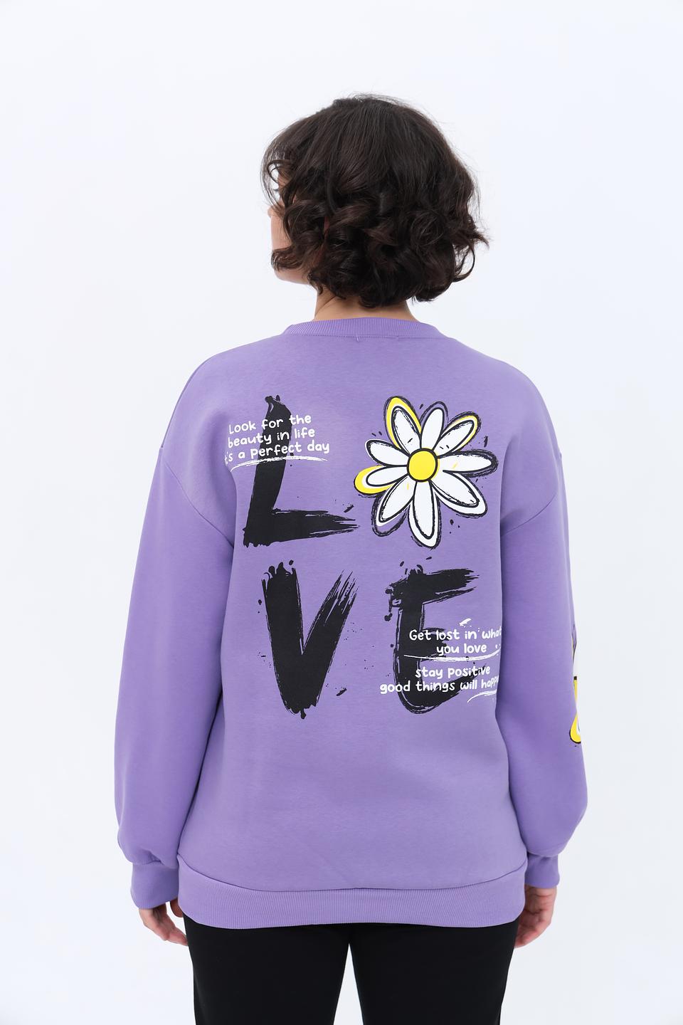 Джемпер Alcott с принтом LOVE лавандовый