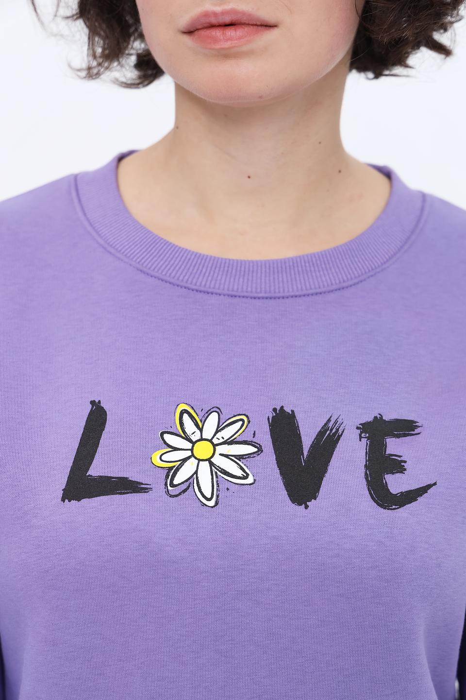 Джемпер Alcott с принтом LOVE лавандовый
