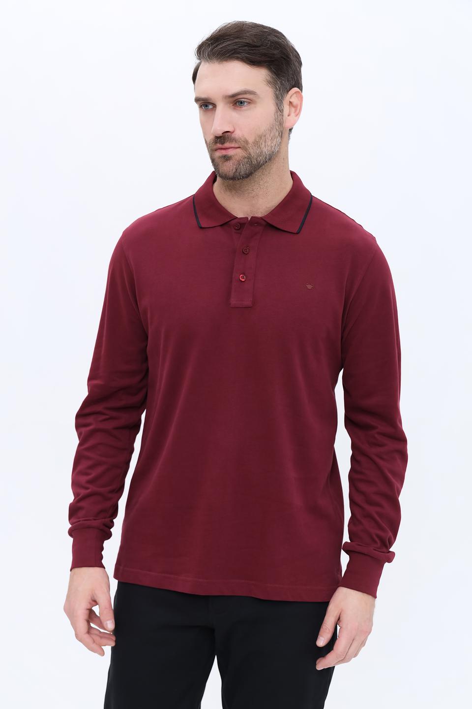 Поло Granchio с длинным рукавом бордовый