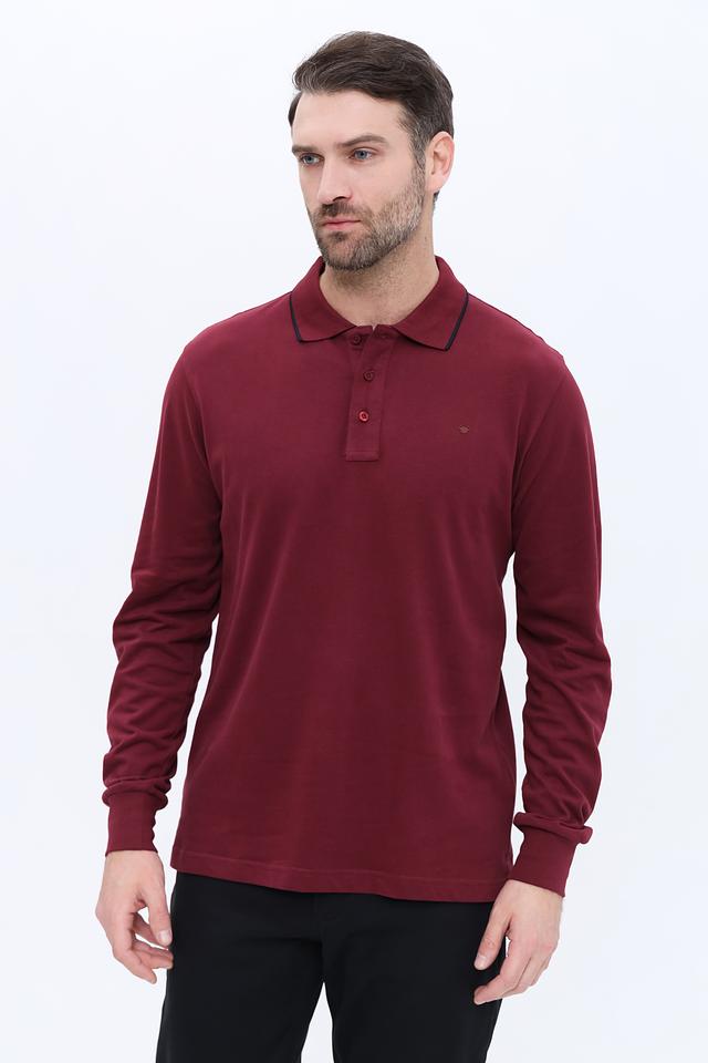Поло Granchio с длинным рукавом бордовый