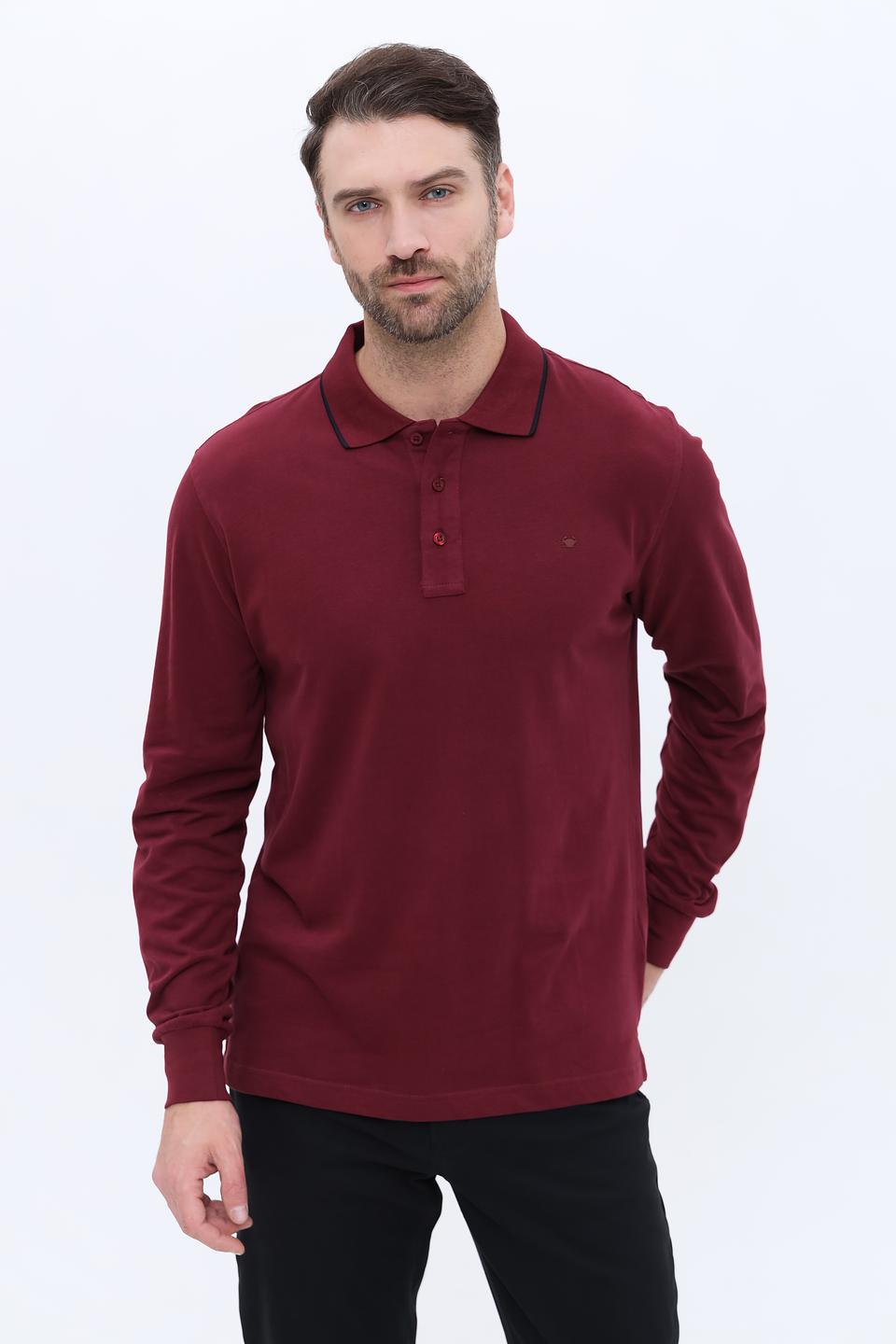 Поло Granchio с длинным рукавом бордовый
