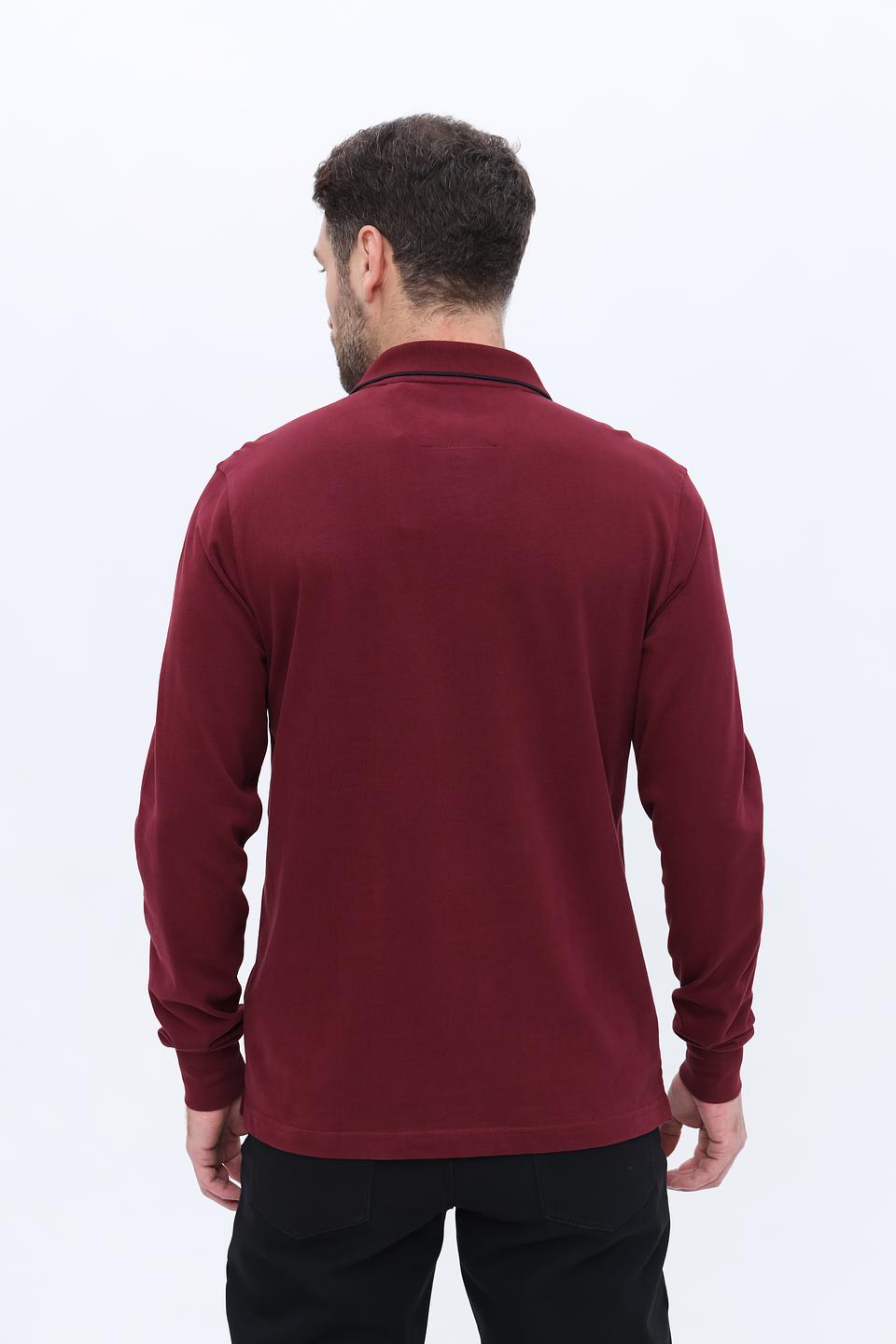 Поло Granchio с длинным рукавом бордовый