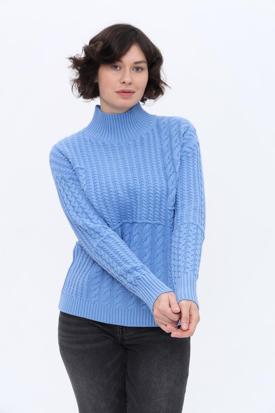 Пуловер Olsen голубой с косами