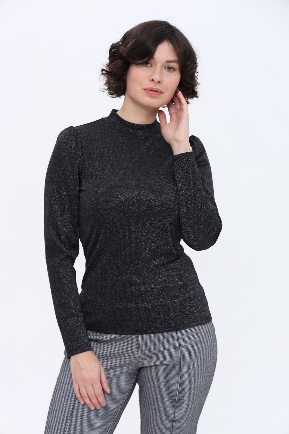 Лонгслив Oui с блестками черный